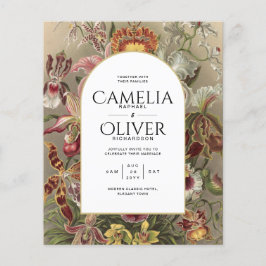 Flyer Convite de casamento Inverso da Borgonha Botânica 