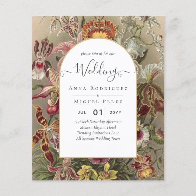 Flyer Convite de casamento Inverso da Borgonha Botânica  (Frente)