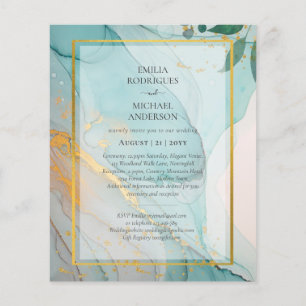 Flyer Convite de Casamento LeahG Sea Glass Azul Turquesa