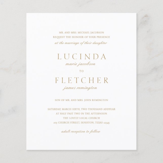 Flyer Convite de Casamento Luxuoso Clássico Orçamento (Frente)