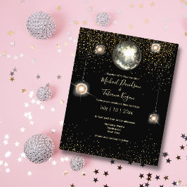 Flyer convite de casamento luzes brilhantes bola de disc