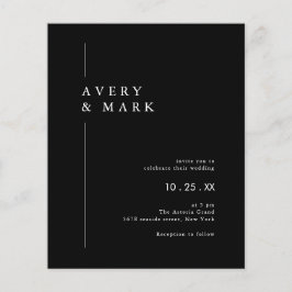 Flyer Convite de Casamento Minimalista Branco Preto para