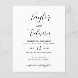 Flyer Convite de Casamento Minimalista Preto e Branco Ec