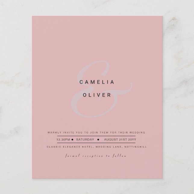 Flyer Convite de Casamento Moderno com Ampersand e Códig (Frente)