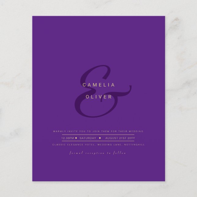 Flyer Convite de Casamento Moderno com Ampersand e Códig (Frente)