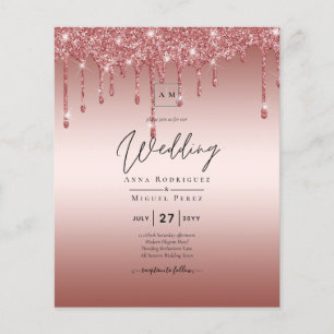 Flyer Convite de Casamento Moderno com Brilho Dourado Ro