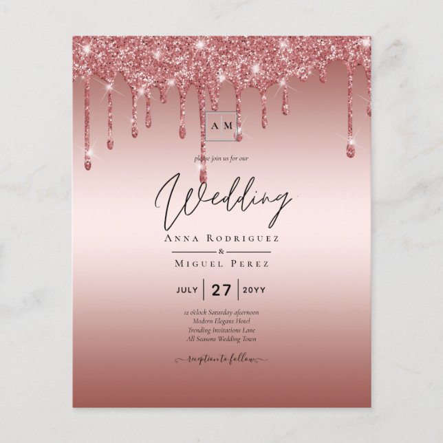 Flyer Convite de casamento Moderno de Discussão Dourada  (Frente)