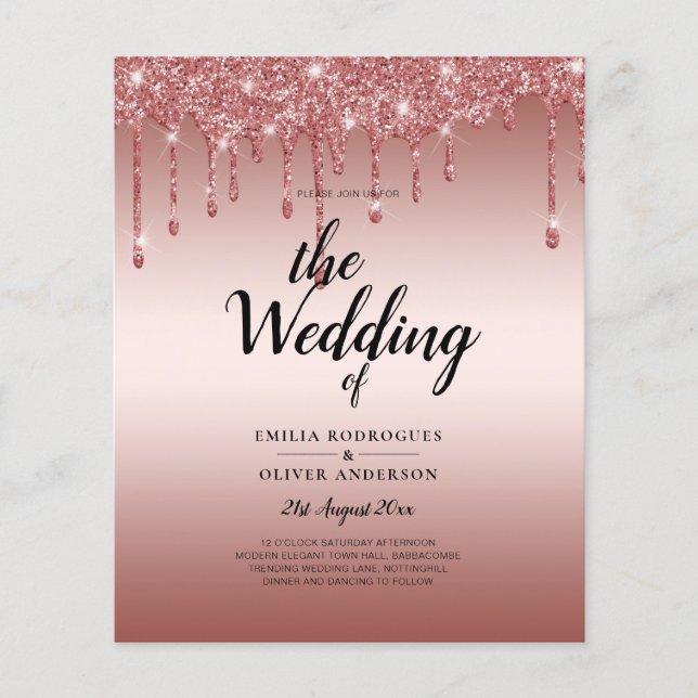 Flyer Convite de casamento Moderno de Discussão Dourada  (Frente)