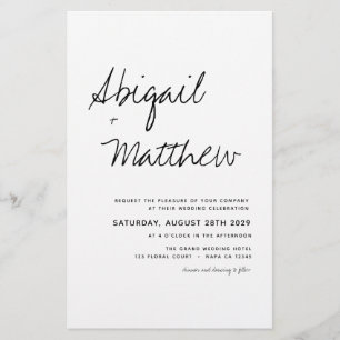 Flyer Convite de Casamento Moderno Preto Branco Boho Eco