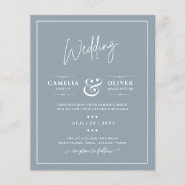 Flyer Convite de casamento Monocromático Azul LeahG Dust