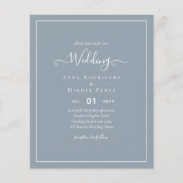 Flyer Convite de Casamento Monocromático LeahG Dusty Blu