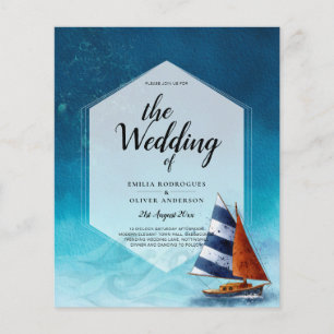 Flyer Convite de Casamento Náutico com Barco à Vela