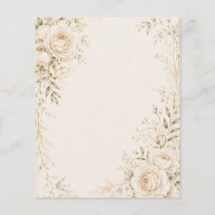 Flyer Convite de Casamento Neutro com Florais Refinados