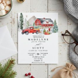 Flyer Convite de Casamento no Campo com Neve de Inverno 