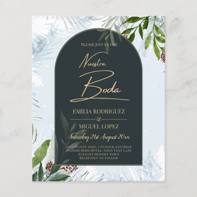 Flyer CONVITE DE CASAMENTO NUESTRA BODA Winter Greenery (Frente)