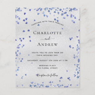 Flyer Convite de casamento orçamento com corações azul m