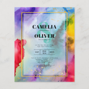 Flyer CONVITE DE CASAMENTO ORGULHO ARCO-ÍRIS Tinta LeahG