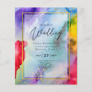 Flyer CONVITE DE CASAMENTO ORGULHO ARCO-ÍRIS Tinta LeahG