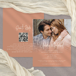 Flyer Convite de casamento PAPER Photo QR Boho Terracott