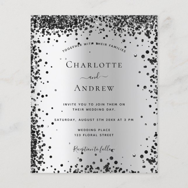 Flyer Convite de casamento para o orçamento de metal neg (Frente)