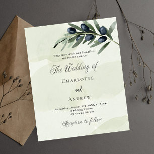 Flyer Convite de casamento para o orçamento de verde-oli