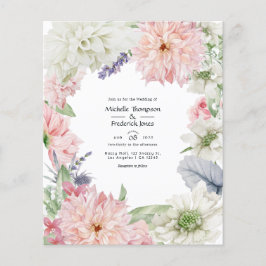 Flyer Convite de Casamento Pastel Rosa Blush Dahlia