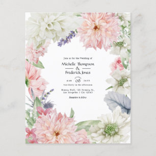 Flyer Convite de Casamento Pastel Rosa Blush Dahlia