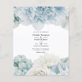 Flyer Convite de Casamento Peônias Azuis