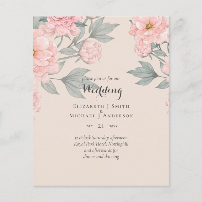 Flyer CONVITE DE CASAMENTO Pêssego Rosa Pintado PEDAÇOS (Frente)