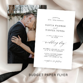 Flyer Convite de casamento preto e branco econômico com
