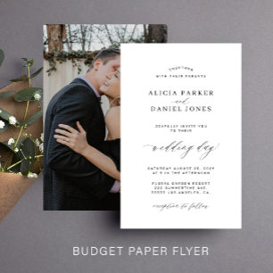 Flyer Convite de casamento preto e branco econômico com 