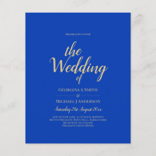 Flyer Convite de casamento Real Azul Monocromático