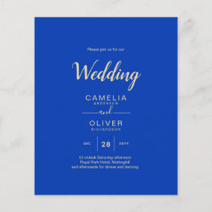 Flyer Convite de casamento Real Azul Monocromático