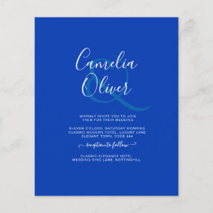 Flyer Convite de casamento Real Azul Monocromático