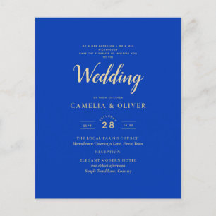 Flyer Convite de casamento Real Azul Monocromático