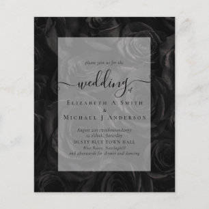 Flyer Convite de casamento Rosa preto gótico