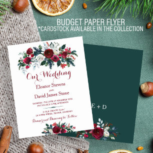 Flyer Convite de casamento Rustic Winter floral BUDGET