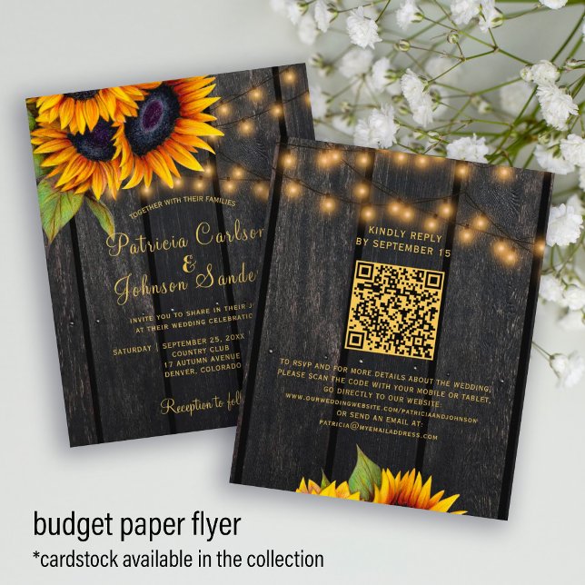 Flyer Convite de casamento rústico com código QR econômi (Criador carregado)