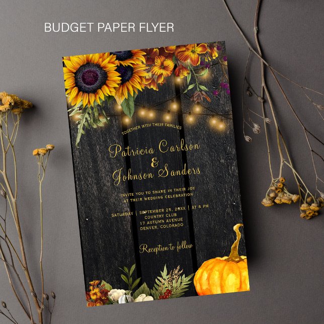 Flyer Convite de casamento rústico de madeira para outon (Criador carregado)