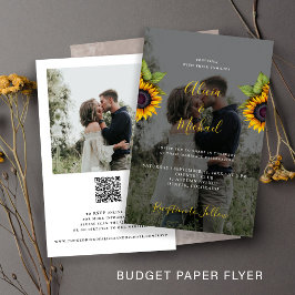 Flyer Convite de casamento rústico econômico com QR code