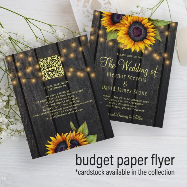 Flyer Convite de casamento rústico elegante com código Q (Criador carregado)