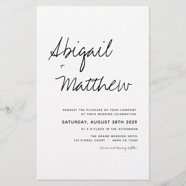 Flyer Convite de Casamento Simples Boho Preto e Branco c (Frente)