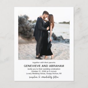 Flyer Convite de Casamento Simples Preto e Branco Orçame