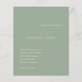 Flyer Convite de Casamento Simples Verde Sage Moderno
