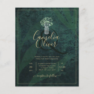 Flyer Convite de casamento Verde da Floresta LeahG Emera