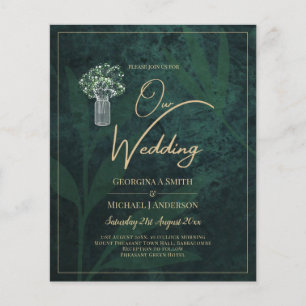 Flyer Convite de Casamento Verde Floresta Emerald da Lea