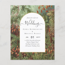 Flyer Convite de casamento Vintage Botanical Green Terra