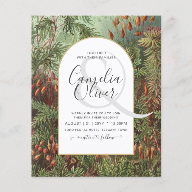 Flyer Convite de casamento Vintage Botanical Green Terra (Frente)