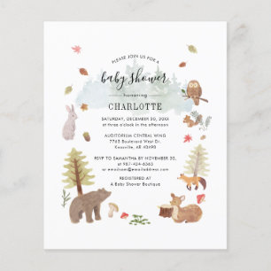Flyer Convite de Chá de Bebê Animais da Floresta