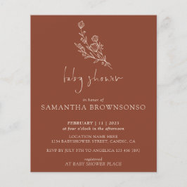 Flyer Convite de Chá de Bebê Botânico com Buquê de Terra